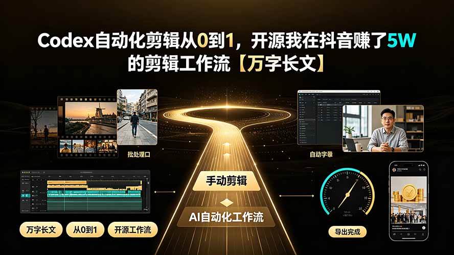 （19504期）Codex自动化剪辑从0到1，开源我在抖音赚了5W 的剪辑工作流【万字长文】-优优云网创