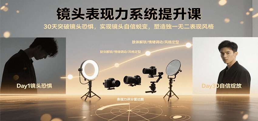 镜头表现力系统提升课,30天突破镜头恐惧实现自信蜕变,塑造独一无二表现风格-优优云网创