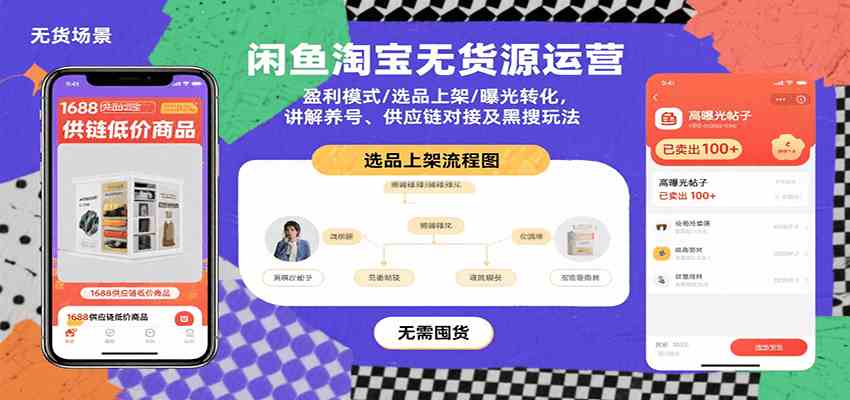 闲鱼淘宝无货源运营：盈利模式/选品上架/曝光转化，讲解养号、供应链对接及黑搜玩法-优优云网创