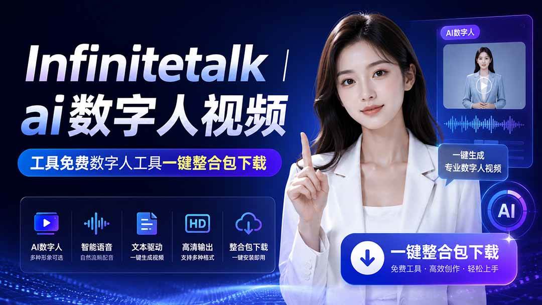 （20008期）Infinitetalk丨ai数字人视频-工具免费数字人工具一键整合包下载-优优云网创