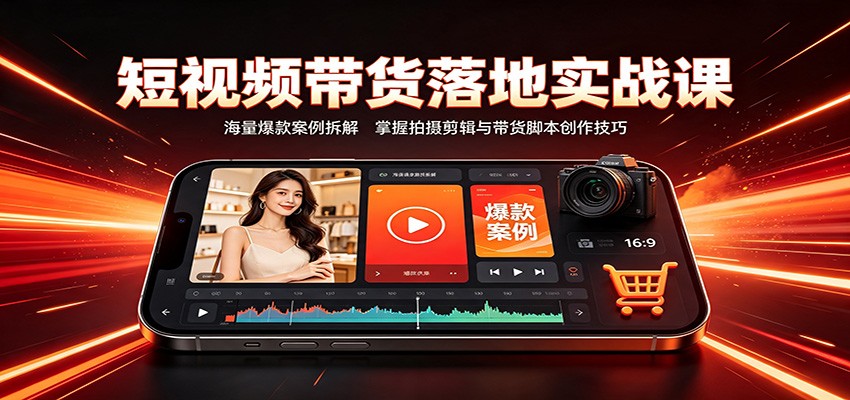 短视频带货落地实战课：海量爆款案例拆解，掌握拍摄剪辑与带货脚本创作技巧-优优云网创