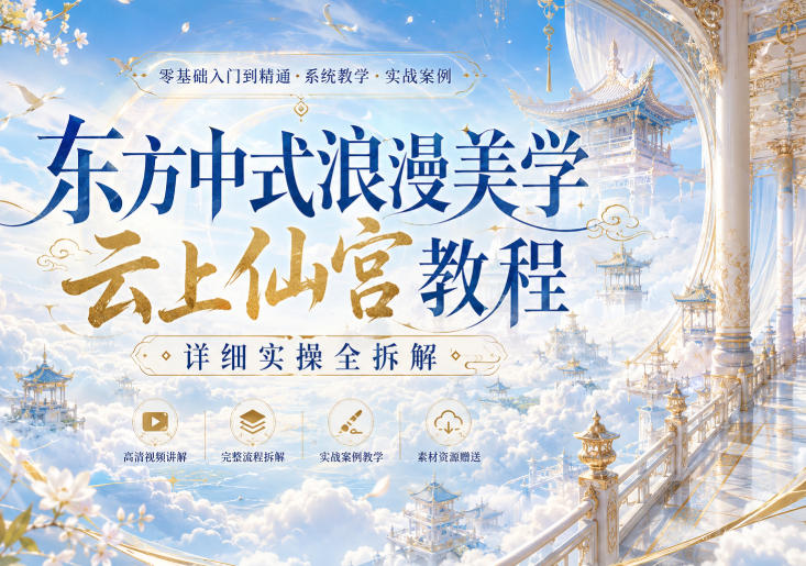 东方中式浪漫美学云上仙宫教程，详细实操全拆解-优优云网创
