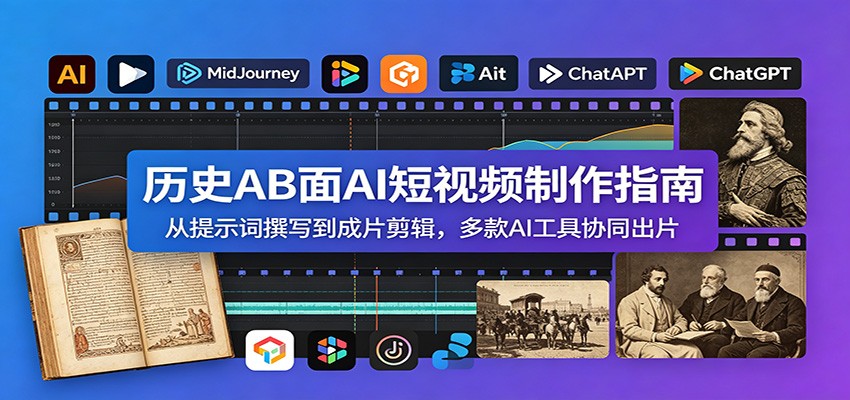 历史AB面AI短视频制作指南:从提示词撰写到成片剪辑,多款AI工具协同出片-优优云网创