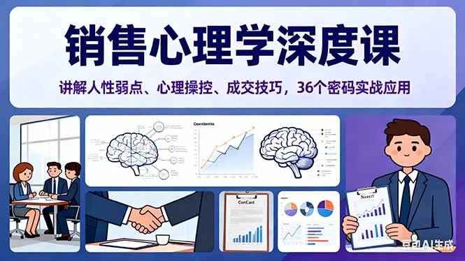 （16456期）销售心理学深度课，讲解人性弱点、心理操控、成交技巧，36个密码实战应用-优优云网创