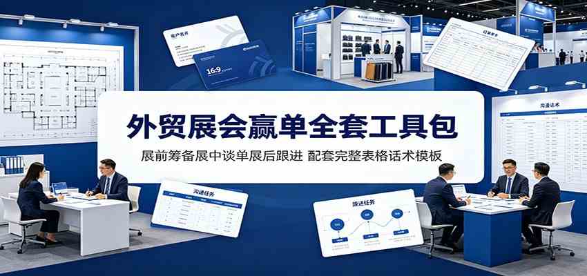 外贸展会赢单全套工具包:展前筹备展中谈单展后跟进,配套完整表格话术模板-优优云网创