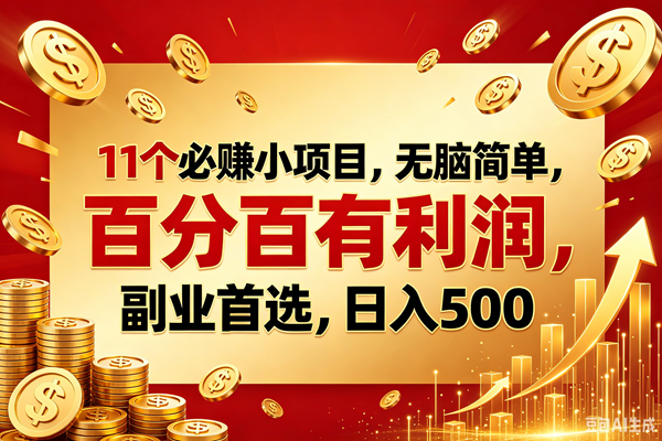 （18851期）11个必赚的小项目，百分百赚元子，无脑简单，副业首选，日入500+-优优云网创