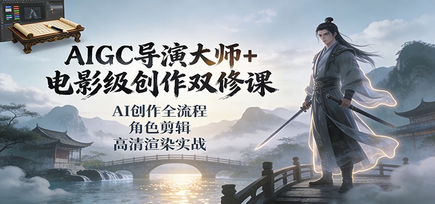 AIGC导演大师+电影级创作双修课:AI创作全流程、角色剪辑、高清渲染实战-优优云网创