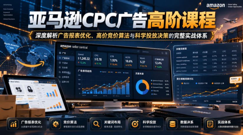 亚马逊CPC广告高阶课程，深度解析广告报表优化、高价竞价算法与科学投放决策的完整实战体系-优优云网创