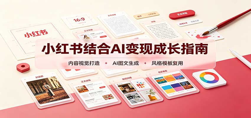 小红书结合AI变现成长指南：账号精准定位，内容视觉打造，搭建可复制流量获客体系-优优云网创