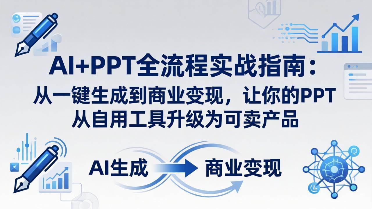 （18142期）AI+PPT全流程实战指南-更新4月21：从一键生成到商业变现，让你的PPT从自用工具升级为可卖产品-优优云网创