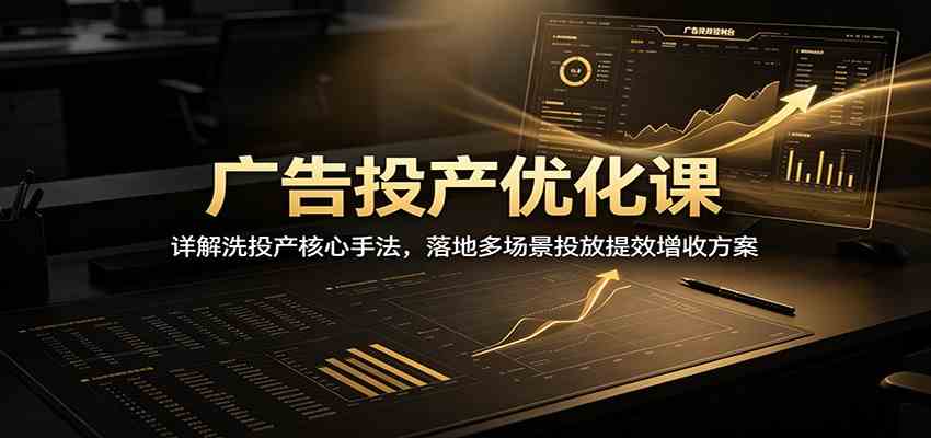 广告投产优化课：详解洗投产核心手法，落地多场景投放提效增收方案-优优云网创