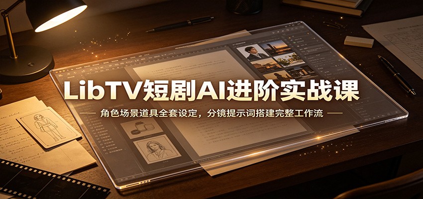 LibTV短剧AI进阶实战课：角色场景道具全套设定，分镜提示词搭建完整工作流-优优云网创