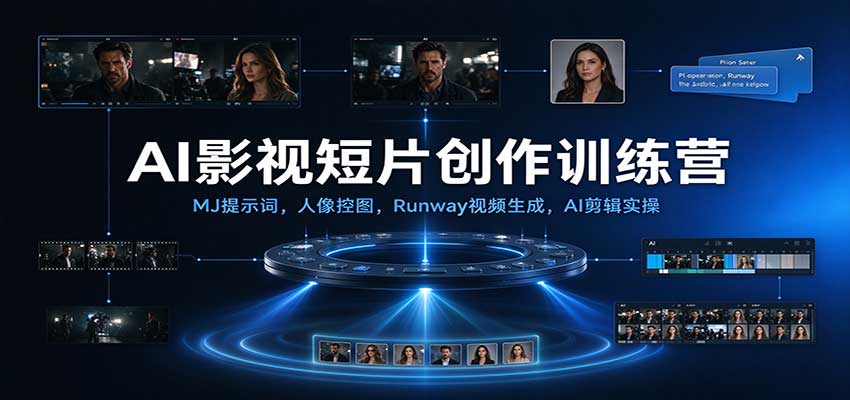 AI影视短片创作训练营：MJ提示词，人像控图，Runway视频生成，AI剪辑实操-优优云网创