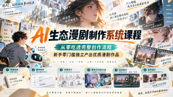 AI生态漫剧制作系统课程，从零吃透完整创作流程，新手零门槛独立产出优质漫剧作品-优优云网创