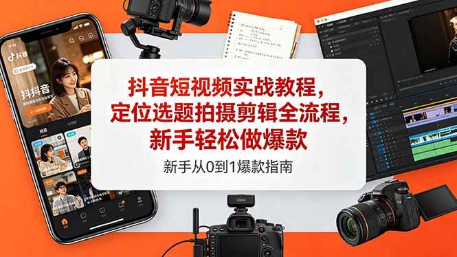 （18524期）抖音短视频实战教程，定位选题拍摄剪辑全流程，新手轻松做爆款-优优云网创