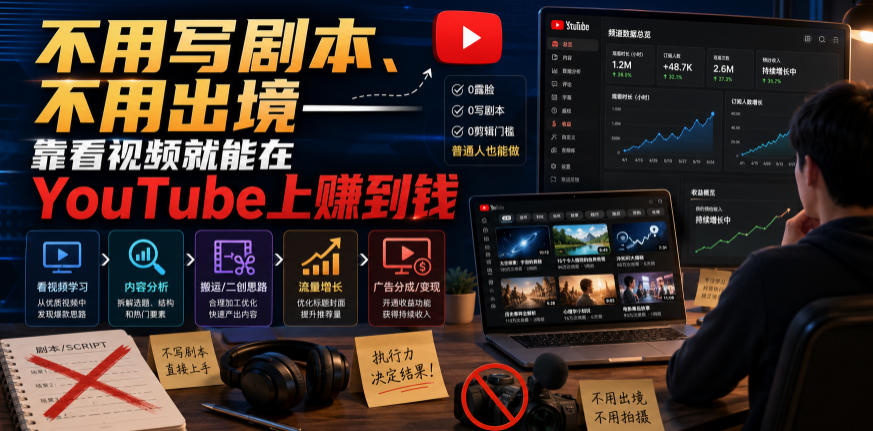 不用写剧本、不用出境——靠看视频就能在YouTube上賺到钱【原创双语字幕】-优优云网创