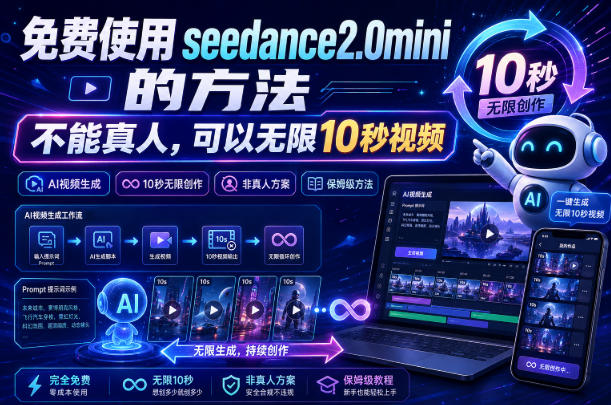 免费使用seedance2.0mini的方法，不能真人，可以无限10秒视频，9图+3音频参考-优优云网创