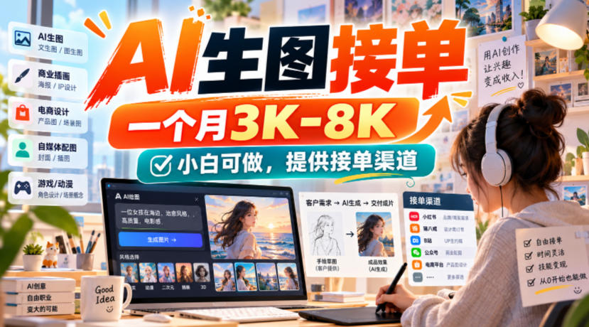 AI生图接单，一个月3K-8K，小白可做，提供接单渠道-优优云网创