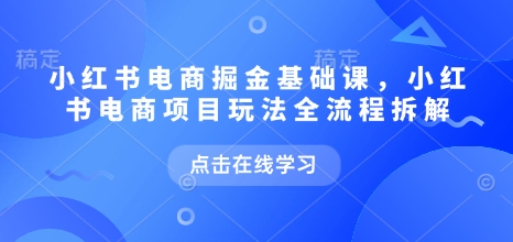 小红书电商掘金课，小红书电商项目玩法全流程拆解（更新7月）-优优云网创