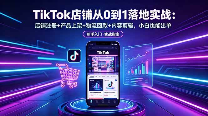 （18862期）TikTok店铺从0到1落地实战：店铺注册+产品上架+物流回款+内容剪辑，小白也能出单-优优云网创