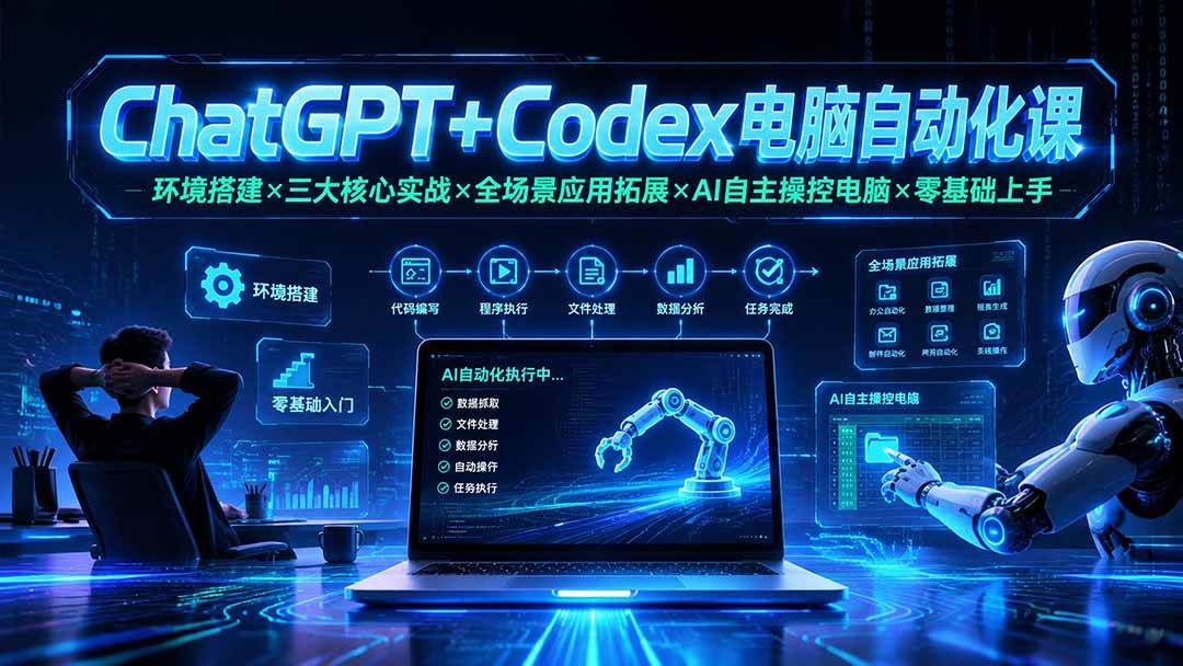 （19583期）ChatGPT+Codex电脑自动化课：环境搭建×三大核心实战×全场景应用拓展×AI自主操控电脑×零基础上手-优优云网创