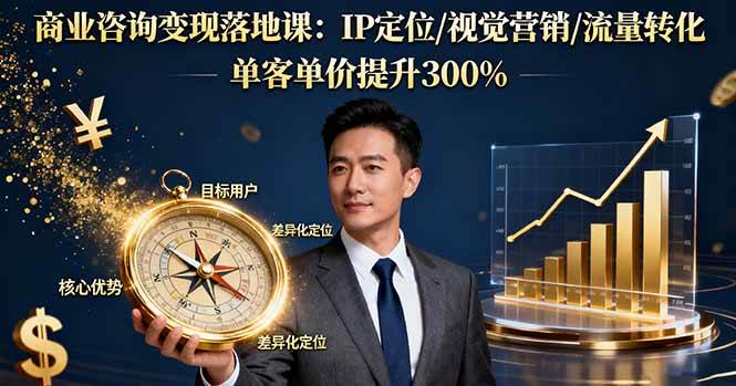 （16249期）商业咨询变现落地课：IP定位/视觉营销/流量转化，单客单价提升300%-优优云网创